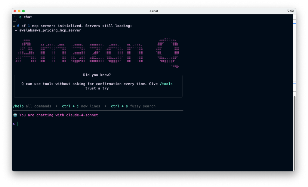 Amazon Q CLI chat interface